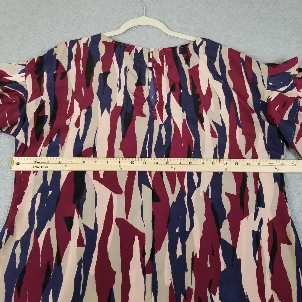 Madison Dress Women XL Multicolor Abstract Ruffle Short Sleeve Shift Casual Work